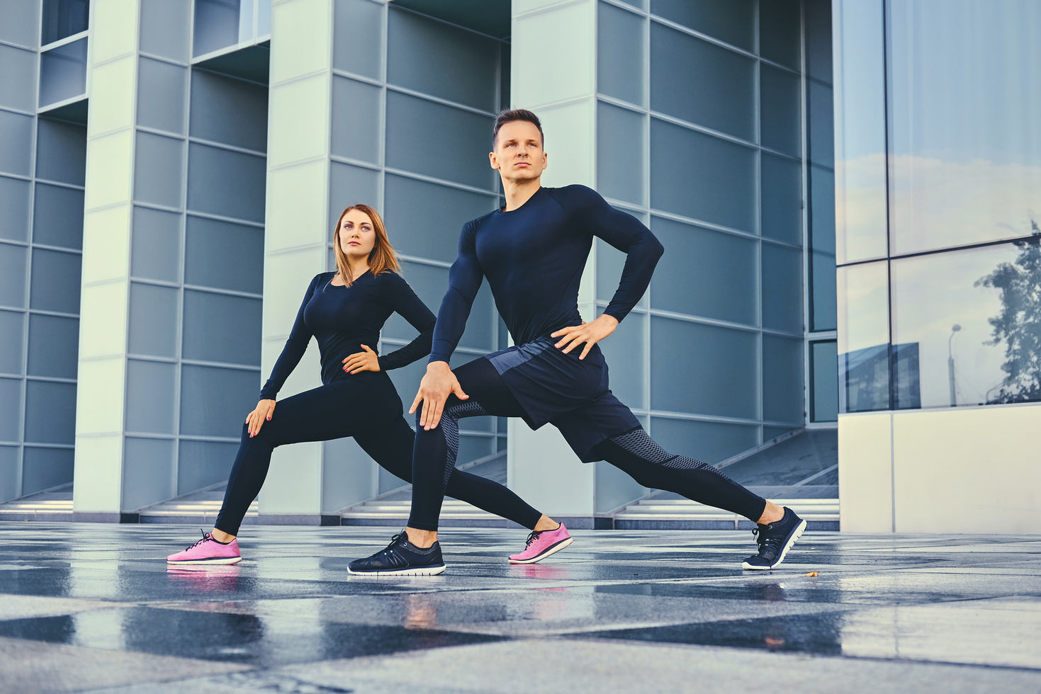 Fitness Couple Stretching 